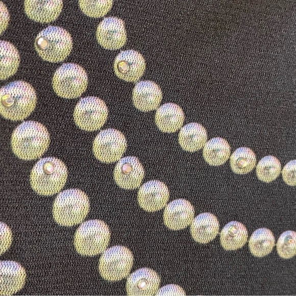 EXPRESS black Pearl necklace print top back laced stretchy sleeveless cropped XS - Picture 4 of 7